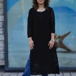Black Chikankari Kurta for Women Viscose Georgette with FREE Slip