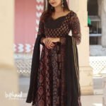 Ajrakh Black Multiprinted Anarkali
