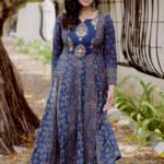 Blue Ajrakh Multipatch Anarkali
