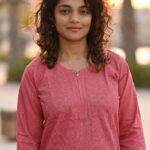 Pretty pink rozana Chikankari kurta Dobby-Cotton