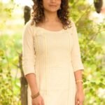 Off White Kurta with Gold Zari Butta and Stitch Lines