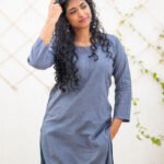Bold Grey Chikankari kurta Dobby-Cotton