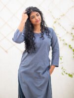 Bold Grey Chikankari kurta Dobby-Cotton