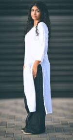 Mulmul Dhobi Cotton Kurta long White - Image 4