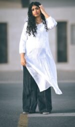Mulmul Dhobi Cotton Kurta long White - Image 5