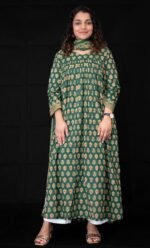 Emerald Bloom Cotton Kurta with Dupatta