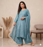 Handcrafted Chikankari Mul Chanderi Suit Set