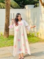 White Lotus Mul Cotton Kaftan Dress - Image 4