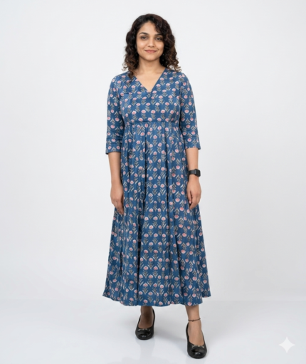Midnight Bloom Cotton Dress