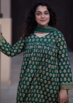 Emerald Bloom Cotton Kurta with Dupatta