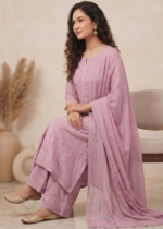Handcrafted Chikankari Mul Chanderi Suit Set - Image 4