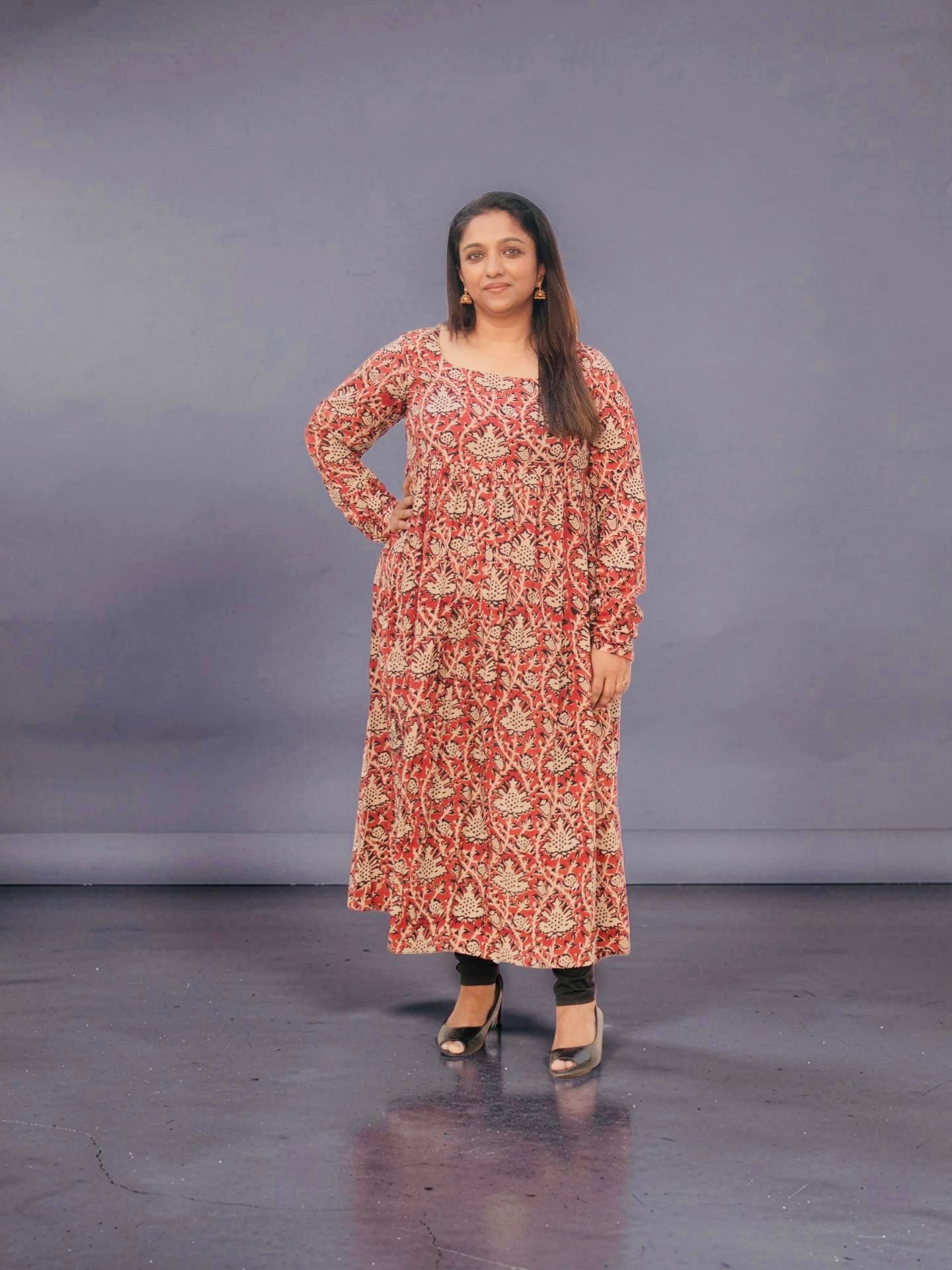 IMG_1632 Coral Bloom Jaipur Cotton Kurti - Image 1
