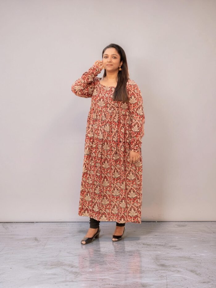 Coral Bloom Jaipur Cotton Kurti - Image 3