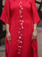 Ruby Bloom Hand-Embroidered Silky Georgette Dress with Slip - Image 5