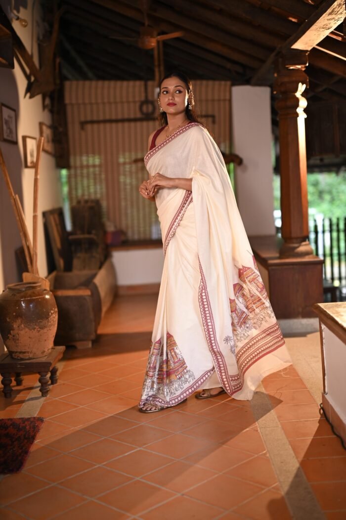 Kerala Kettukazhcha Print Saree - 100 Count Soft Cotton - Image 3