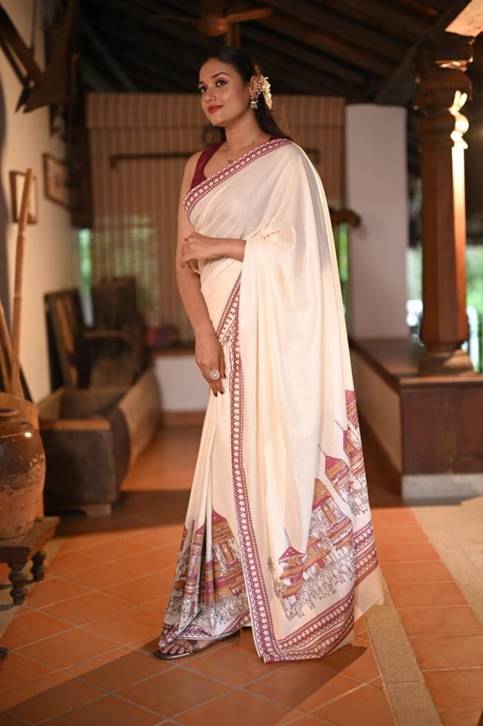 Kerala Kettukazhcha Print Saree - 100 Count Soft Cotton - Image 6