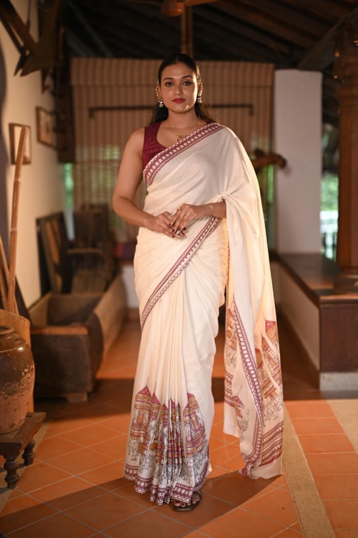 Kerala Kettukazhcha Print Saree - 100 Count Soft Cotton - Image 2