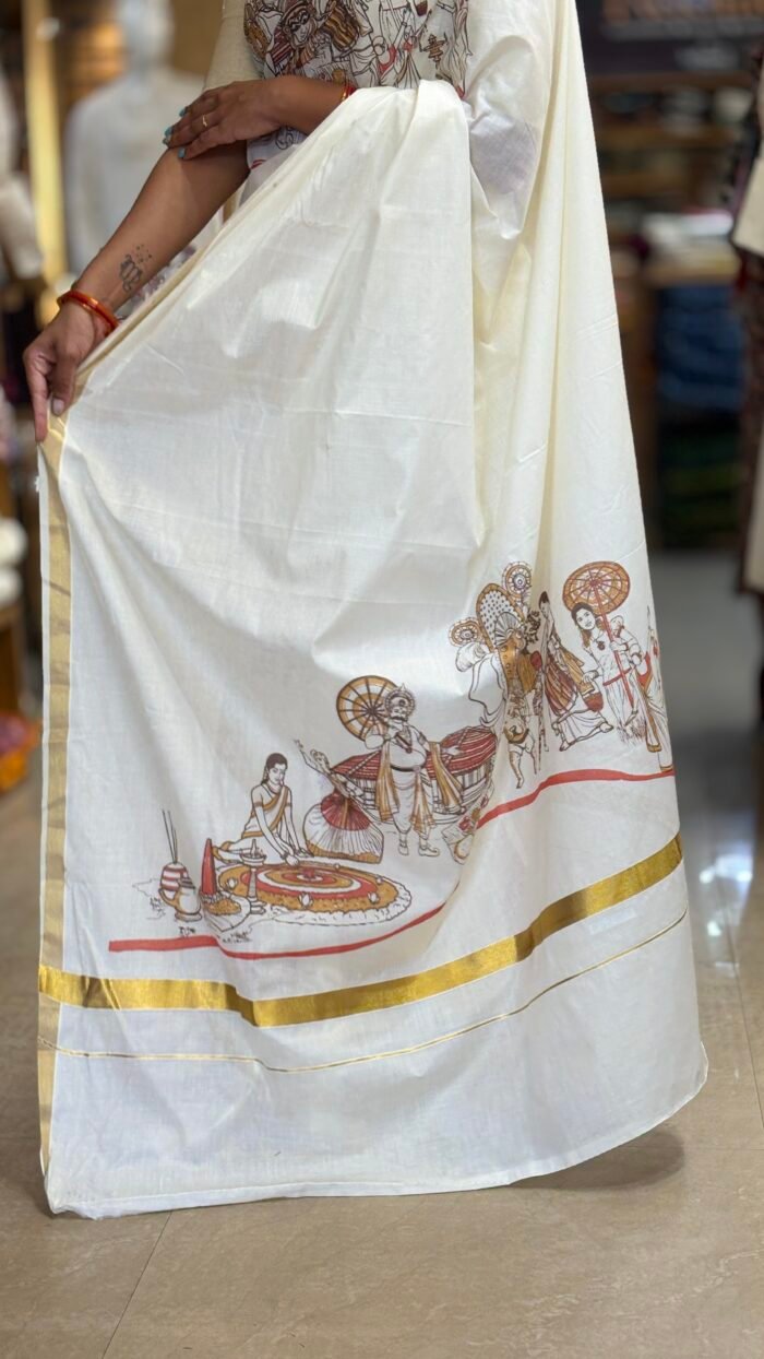Keraliyam Print Saree - 100 Count Soft Cotton - Image 2